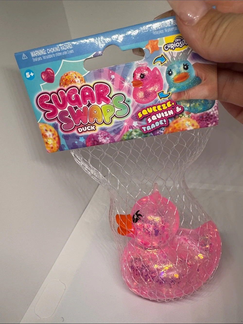 Sugar Swaps Pink Glitter Duck Squeeze Toy